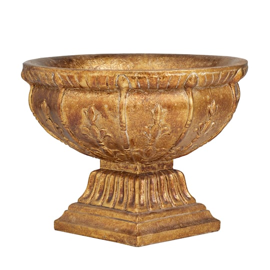 Gold Polystone Traditional Decorative Bowl, 9" x 11" x 11"